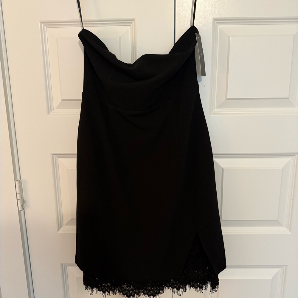 Lulu's Black Dress with Lace Hem